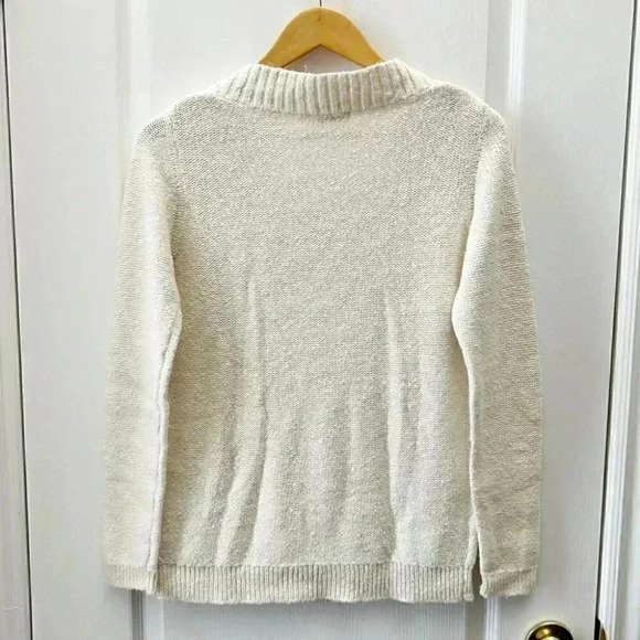 Ricki’s Cable Knit Sweater V-Neck Soft Pullover Fisherman Ivory Cream Small - Picture 6 of 15